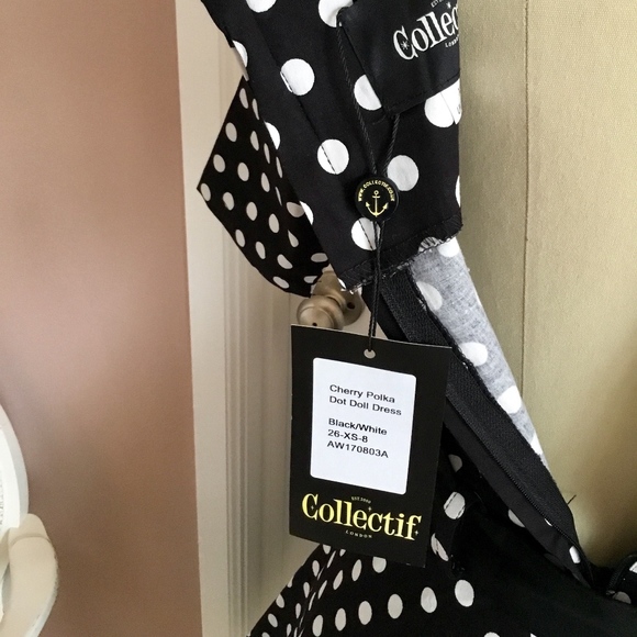 *NWT* Collectif Cherry Polka Dot Doll Dress - Picture 7 of 8